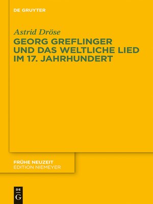 cover image of Georg Greflinger und das weltliche Lied im 17. Jahrhundert